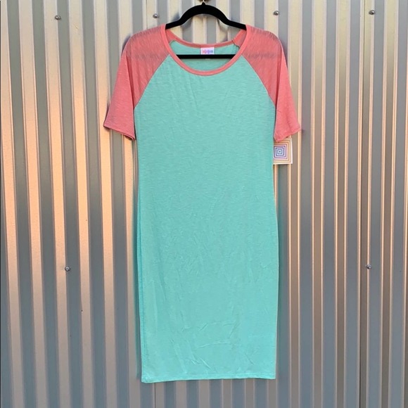 NWT Lularoe Mint and Peach Julia Dress Small - Picture 1 of 8